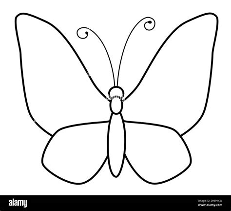 Butterfly black and white outline illustration. Coloring book or page ...