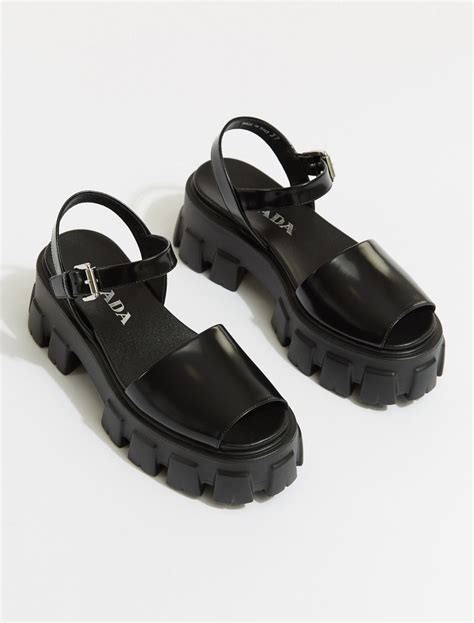 Prada Monolith Brushed Leather Sandals are made from 100% leather with ...