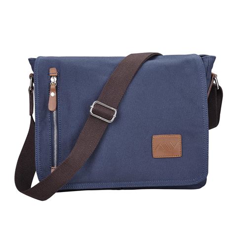 14" Men's Vintage Canvas Schoolbag School Satchel Shoulder Messenger ...