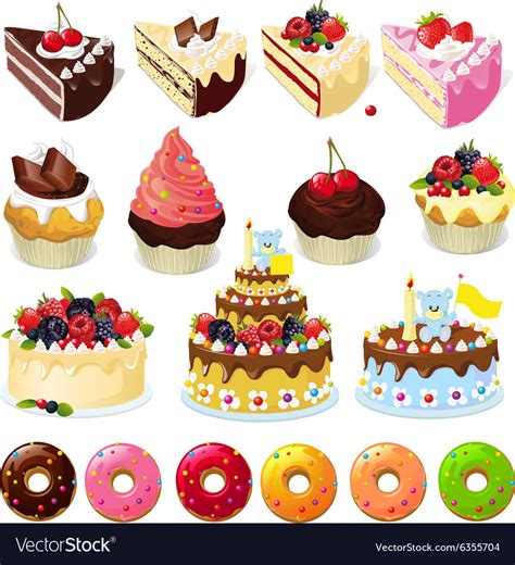 Set of sweets and cakes Royalty Free Vector Image