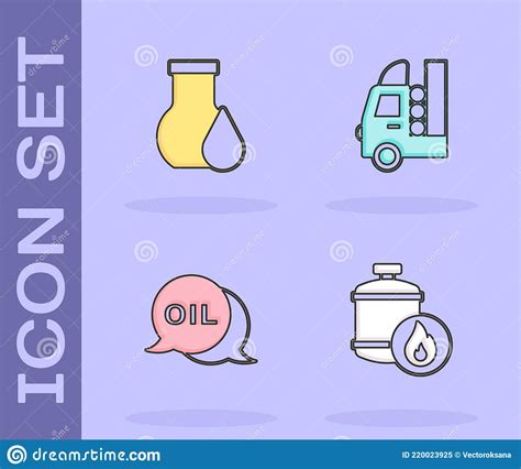 Set Propane Gas Tank, Oil Petrol Test Tube, Word Oil And Gas For Vehicle Icon. Vector ...