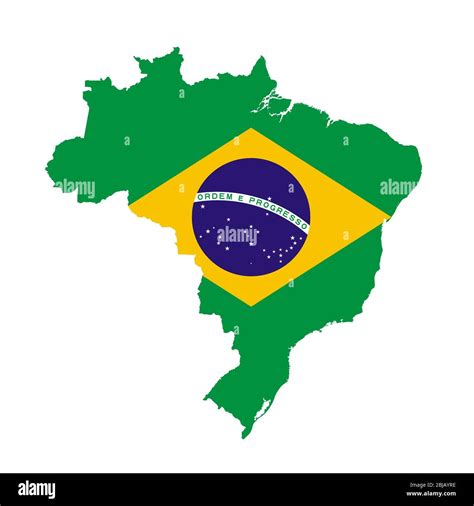 Brazil flag map. Country outline with national flag Stock Photo - Alamy