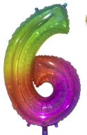 40" RAINBOW JELLY NUMBER 6 | Hico Balloons