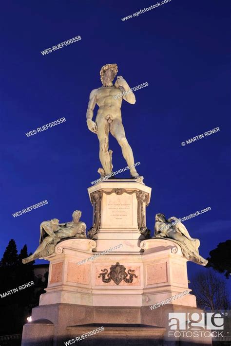 Italy, Tuscany, Florence, Piazzale Michelangelo, View of Replicas of ...