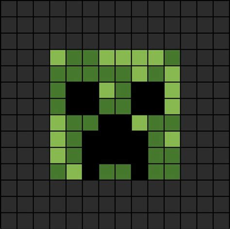 Creeper (face) Pixel Art in 2024 | Easy pixel art, Pixel art pattern, Pixel art