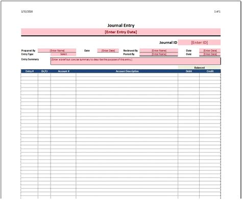 Journal Entry Template - https://www.spreadsheetshoppe.com/