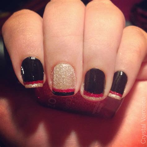 Red Gold and Black Nails | Red and gold nails, Nails, Gold nails