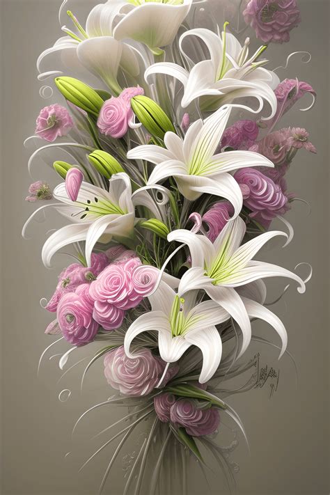 White Lily Bouquet · Creative Fabrica