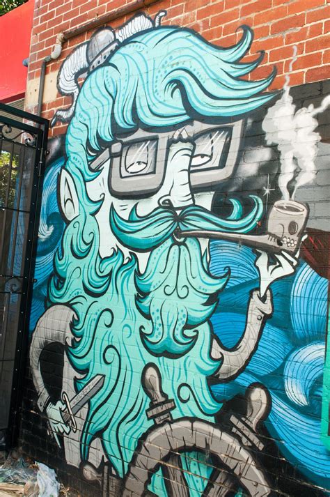 Street art, graffiti, man, beard, glasses, pipe, sailing, beautiful ...