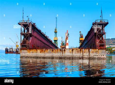 large floating repair dock for ships Stock Photo - Alamy