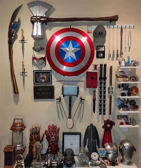 Some of the best superhero weapons in marvel at one place , cap shield and Storm breaker is my ...