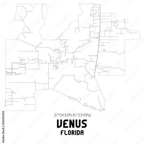 Venus Florida. US street map with black and white lines. Stock Illustration | Adobe Stock