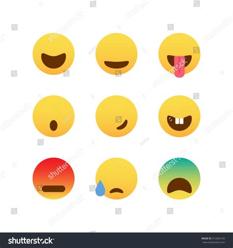 Set Emoticons Without Eyes Emoji Isolated: vector de stock (libre de ...