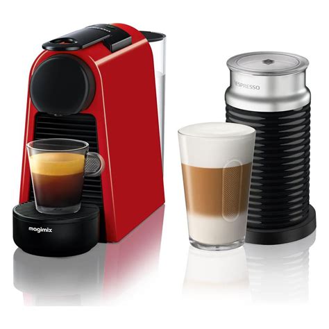 Nespresso Essenza Mini + Aeroccino3 Coffee Machine by Magimix in Red | Juicers.ie