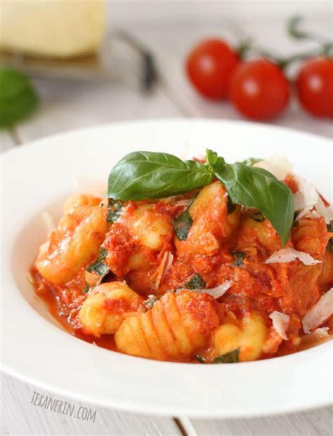 Gnocchi with Lighter Tomato Cream Sauce (gluten-free option) - Texanerin Baking