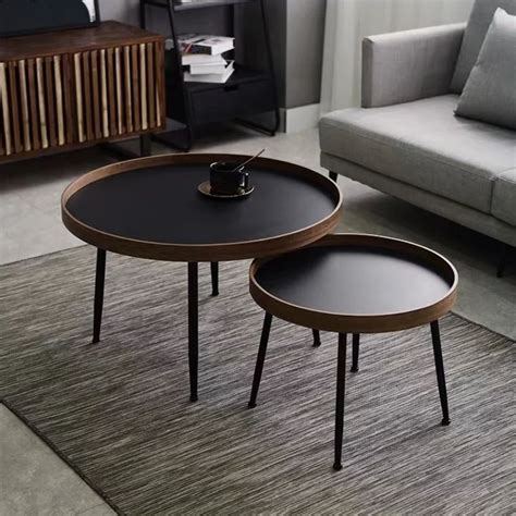 Small Round Black Glass Coffee Table ~ Como Black Walnut Round Nesting Coffee Tables – Urban ...