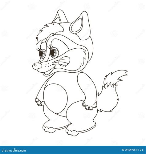 Cute Cartoon Baby Wolf. Sketch, Outline Drawing for a Coloring Book Stock Vector - Illustration ...