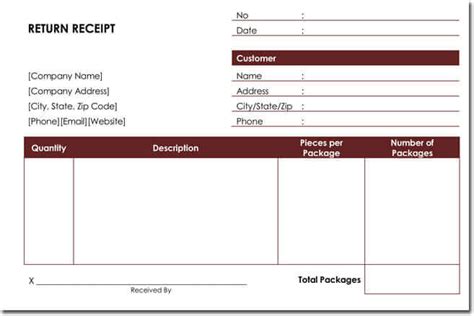 Goods Return Receipt Templates - Download for Excel