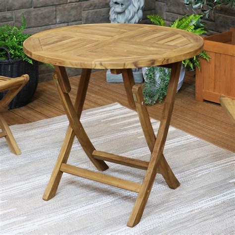 Ultimate Patio 32 1/2-Inch Round Teak Folding Outdoor Patio Table : BBQGuys