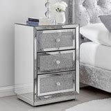 Stella Mirrored 3 Drawer Bedside Table | Bedroom Furniture