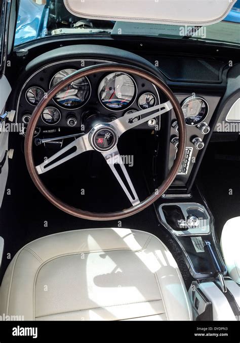 1967 Chevy Corvette convertible Interior Stock Photo - Alamy