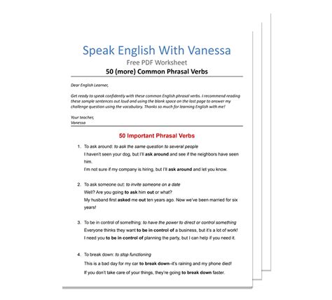 English Worksheet Library | Speak English With Vanessa Courses