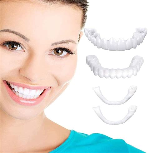 Buy Veneers Snap in Teeth, Top And Bottom Cosmetic Teeth Flex Dental Veneers, Instant Veneers ...