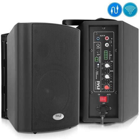 Pyle Bluetooth Wall Mount Speaker System, Active Powered Wall Mount ...