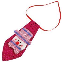 Pink Sequin Snowman Christmas Light Up Tie