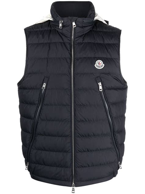 Moncler Logo-patch Padded Vest In Blue | ModeSens