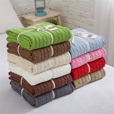 Wholesale Knitted Blanket Bed Banket 100% Cotton Super Soft Blanket on the bed / Sofa Cover ...