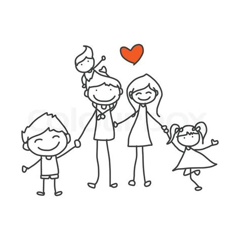 Hand drawing cartoon happy family playing | Vector | Colourbox ...