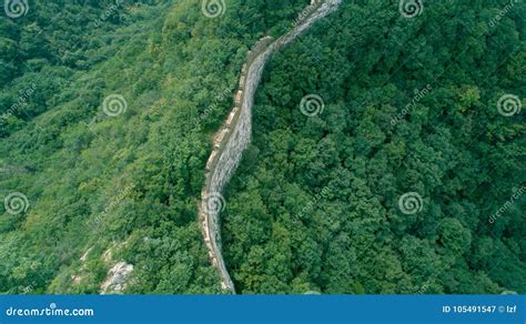 Aerial View of the Great Wall Stock Image - Image of china, brick: 105491547