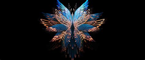 Abstract butterfly Wallpaper 4K, Fold phone, Black background