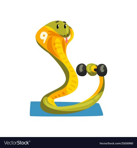 Cute snake exercising with dumbbell sportive Vector Image