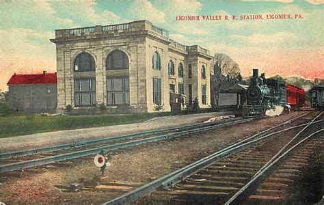 LIGONIER, PA Train at LIGONIER VALLEY RAILROAD Station Depot 1916 Postcard | Railroad station ...