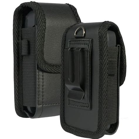 Case for Kyocera Flip Phone, Nakedcellphone Black Vegan Leather Vertical Pouch [with Belt Loop ...