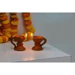 Buy Haus Fabula Handcrafted Terracotta Stand Diya set of 2 for Pooja décor, Navaratri Décor ...