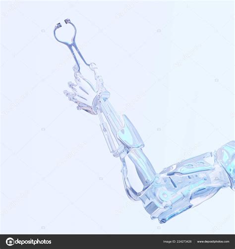 Surgeon robot hand holding surgery tool. Robotic surgery concept ...