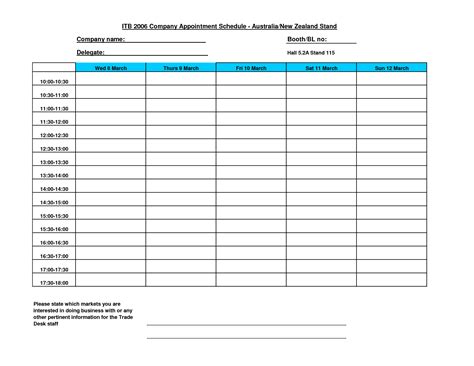 Printable Daily Appointment Calendar