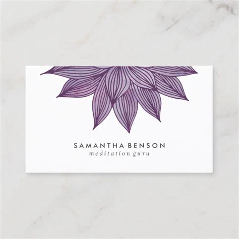 Purple Lotus Flower | Floral Watercolor Business Card | Zazzle