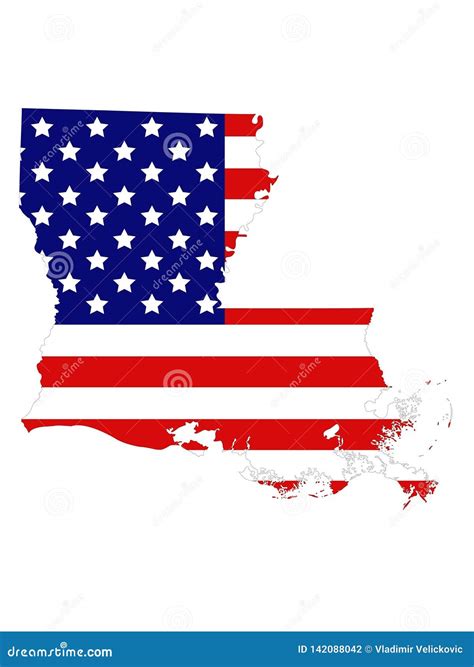 Louisiana Map with USA Flag Stock Vector - Illustration of baton ...