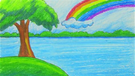 রংধনুর ছবি, How to draw easy rainbow scenery step by step, इंद्रधनुष के ...