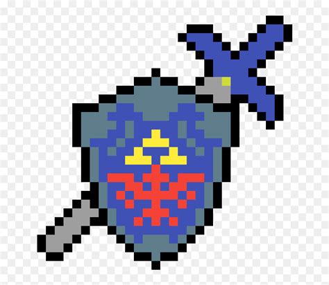 Hylian Shield And Master Sword Pixel Art, HD Png Download - vhv