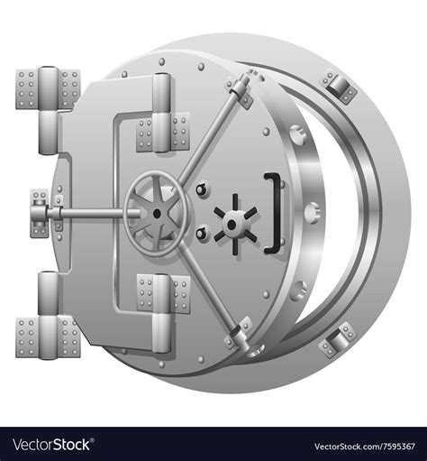 Half-open bank vault door on white Royalty Free Vector Image