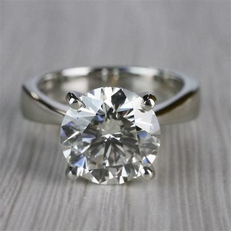 3 Carat Flat Taper Round Diamond Ring