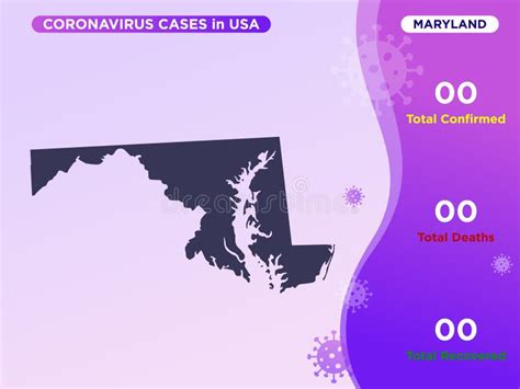 Maryland Map Covid-19, Corona Virus Infographic Vector Template Stock ...