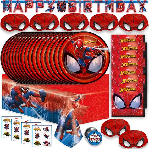 Buy Spiderman Birthday Decorations | Spiderman Party Supplies | Serves 16 Guests | Marvel ...