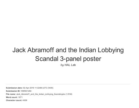 SOLUTION: Jack Abramoff And The Indian Lobbying Scandal 3 Panel Poster ...