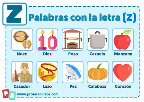 Palabras con z para niños